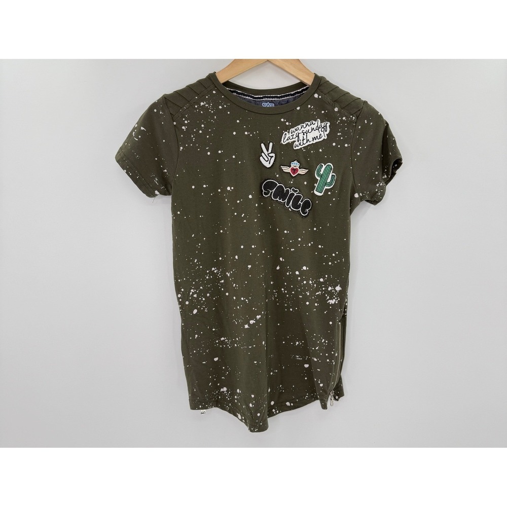 Gabbiano Boys Olive Green Patches Splatter Paint T-Shirt Limited Edition 140